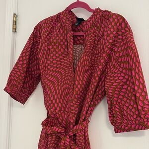 Scoop Tie Waist Midi Dress with Ruffle Hem